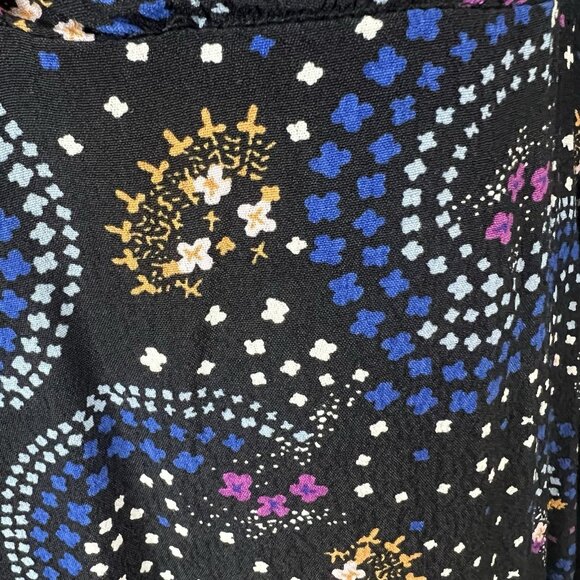 Anthropologie Maeve Dress Size 16W Long Sleeve Black V-Neck Pattern Knee Length - Picture 4 of 12